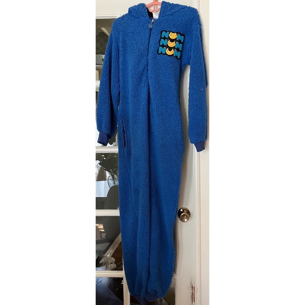 Cookie Monster Fleece Hooded Onesie with Character Patch